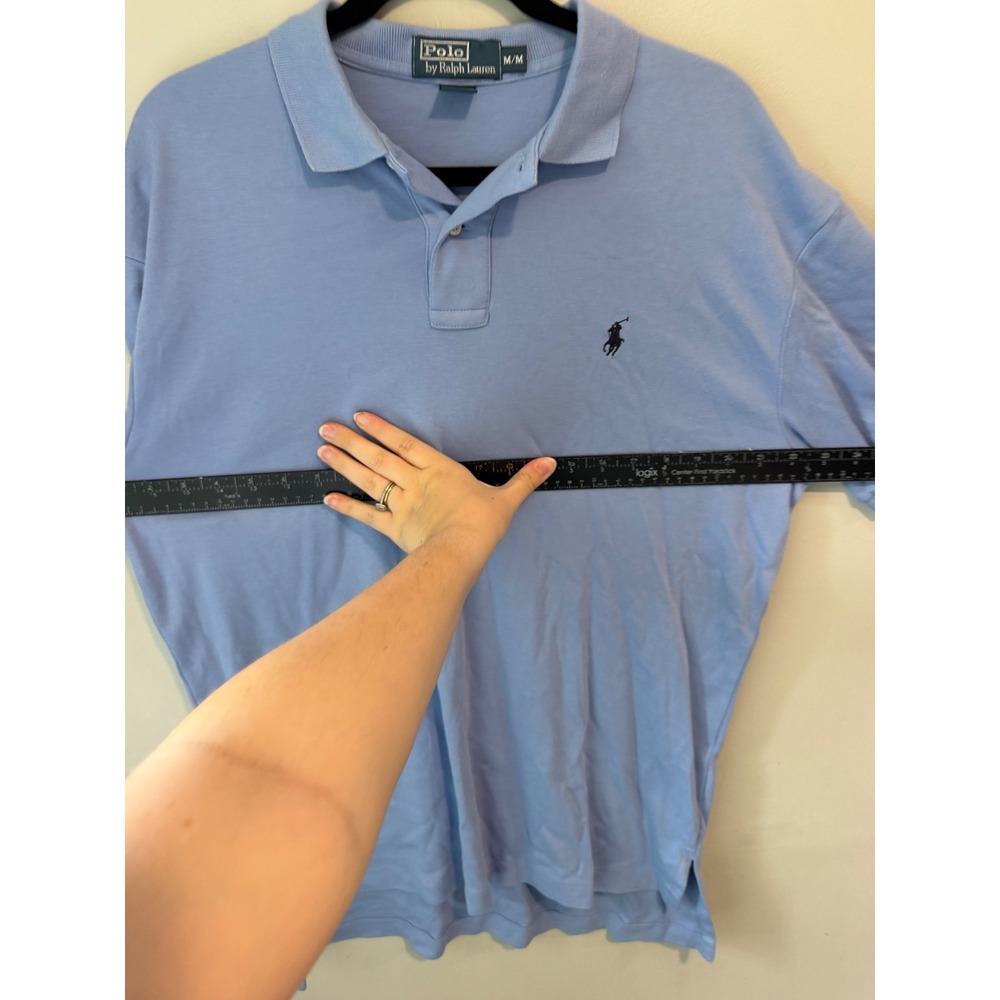 Polo Ralph Lauren Mens Medium Light Blue Short Sleeve Cotton Polo Shirt - Picture 8 of 9